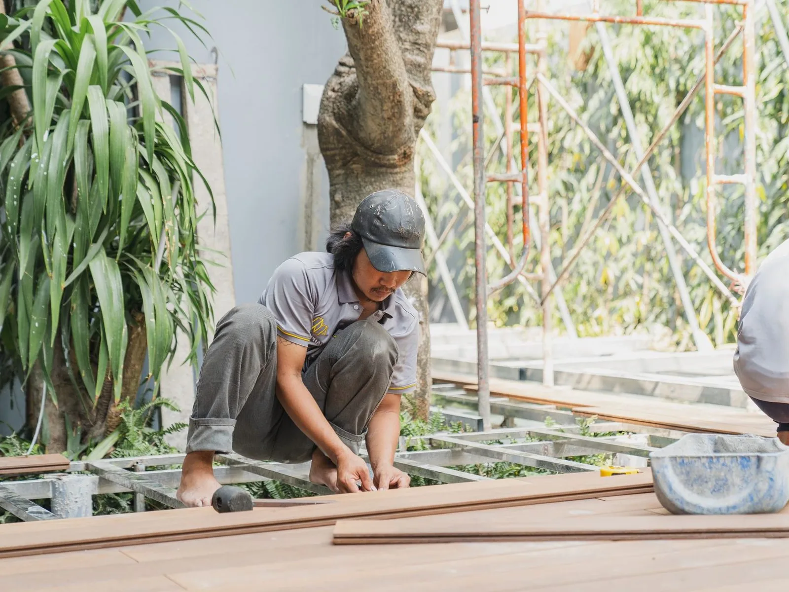 Timber deck under construction